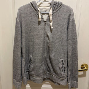 Billy Reid XL Gray Textured Zip Hoodie Made in Japan